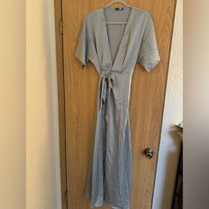 Elegant Blue Wrap Dress